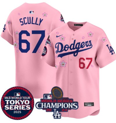 Vin Scully Jersey #67 Dodgers Tokyo Series 2025 World Series Champions Patch Cherry Blossom