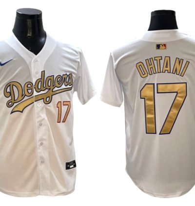 Los Angeles Dodgers #17 Shohei Ohtani White 2025 Gold Collection Limited Jersey