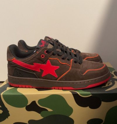 bape sk8 sta brown and red