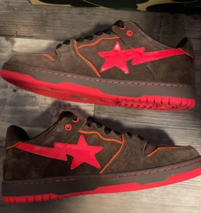 bape sk8 sta brown and red
