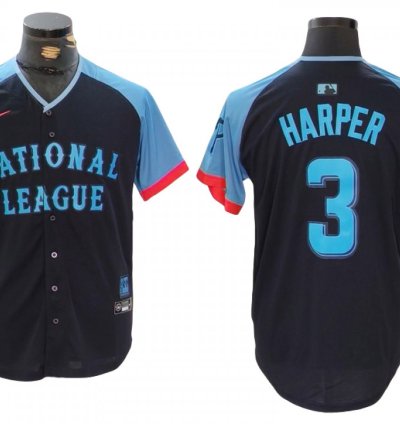 National League #3 Bryce Harper 2024 MLB All-Star Game Limited Jersey - Navy