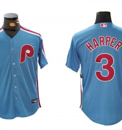 Philadelphia Phillies #3 Bryce Harper Alternate Jersey - Light Blue