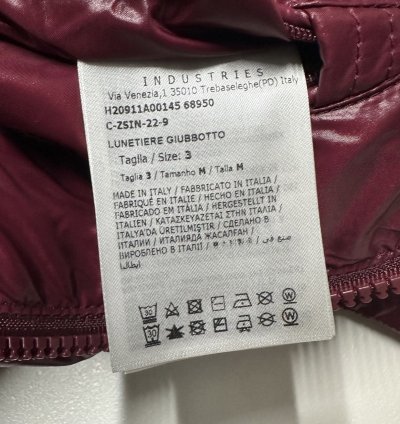 Moncler lunetiere mens puffer jacket size 3 Large Burgundy