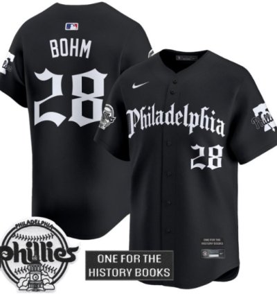 Alec Bohm Jersey #28 Phillies Retro Newspaper Edition Vapor Premier Limited Stitched Black