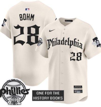 Alec Bohm Jersey #28 Phillies Retro Newspaper Edition Vapor Premier Limited Stitched Cream