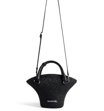 Balenciaga Mini Braided Raffia Tote Bag