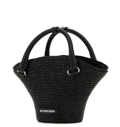 Balenciaga Mini Braided Raffia Tote Bag