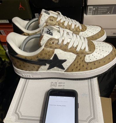 Bape sta 2010 ostrich brown white Leather 8 5us