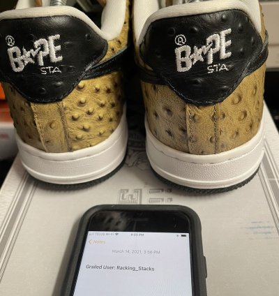 Bape sta 2010 ostrich brown white Leather 8 5us
