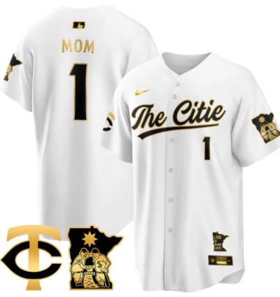 Mom Jersey #1 Minnesota Twins 2025 City Connect Concept Stitched White Gold