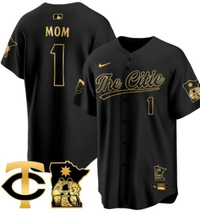 Mom Jersey #1 Minnesota Twins 2025 City Connect Concept Stitched Black Gold