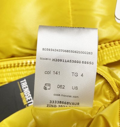 Moncler Maya mens puffer jacket yellow size 4 XL -large