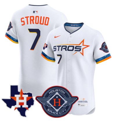Cj Stroud Jersey 7 Houston Astros 2025 City Connect Texas Patch Premier Elite Stitched White