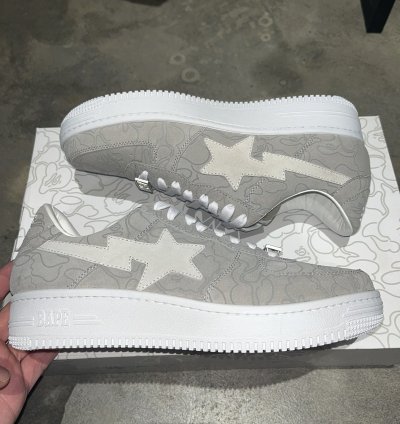 Bape Sta Bapesta Solebox Sz 8 5 Light Grey Suede White