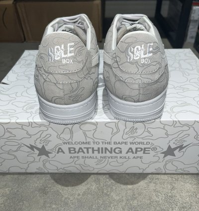Bape Sta Bapesta Solebox Sz 8 5 Light Grey Suede White