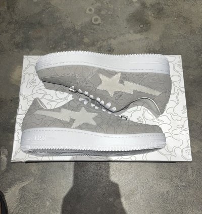 Bape Sta Bapesta Solebox Sz 8 5 Light Grey Suede White