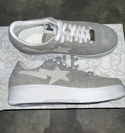 Bape Sta Bapesta Solebox Sz 8 5 Light Grey Suede White