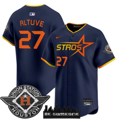 Jose Altuve Jersey 27 Houston Astros 2025 City Connect Navy All Stitched