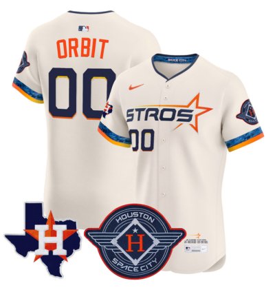 Orbit Jersey 00 Houston Astros 2025 City Connect Texas Patch Premier Elite Stitched Cream