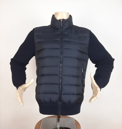 Moncler Wool Down Knit Jacket Navy Men Size Slim Fit