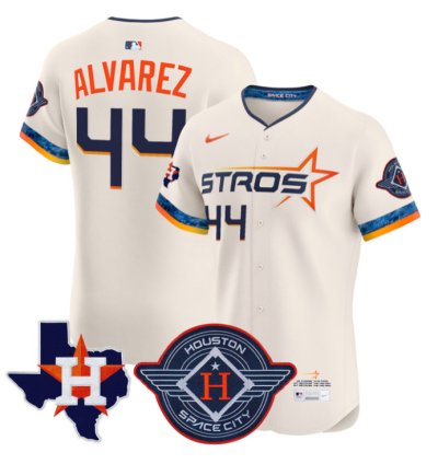 Yordan Álvarez Jersey 44 Houston Astros 2025 City Connect Texas Patch Premier Elite Stitched Cream