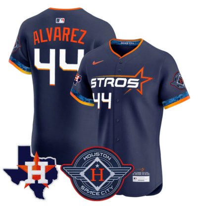 Yordan Álvarez Jersey 44 Houston Astros 2025 City Connect Texas Patch Premier Elite Stitched Navy