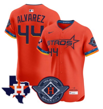 Yordan Álvarez Jersey 44 Houston Astros 2025 City Connect Texas Patch Premier Elite Stitched Orange