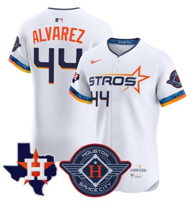 Yordan Álvarez Jersey 44 Houston Astros 2025 City Connect Texas Patch Premier Elite Stitched White
