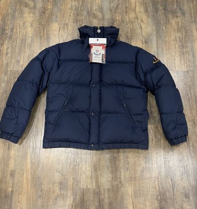 New Moncler Down Puffer Jacket Navy Embroidered Logo Vintage