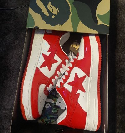 Bape Sta Patent Leather White Red 2023