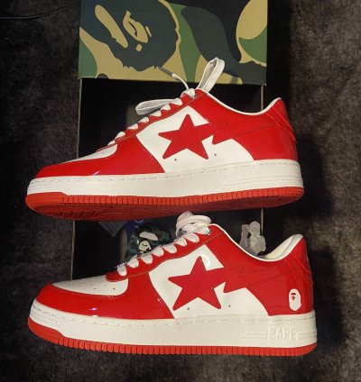 Bape Sta Patent Leather White Red 2023