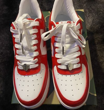 Bape Sta Patent Leather White Red 2023