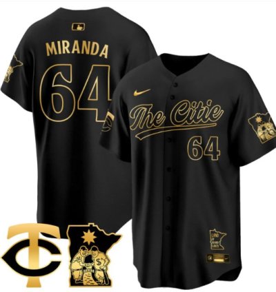 Jose Miranda Jersey 64 Minnesota Twins 2025 City Connect Concept Stitched Black Gold
