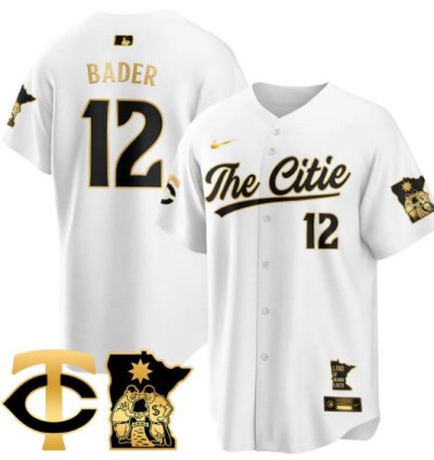 Harrison Bader Jersey 12 Minnesota Twins 2025 City Connect Concept Stitched White Gold