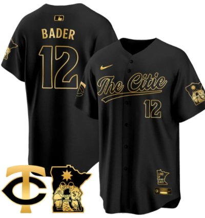 Harrison Bader Jersey 12 Minnesota Twins 2025 City Connect Concept Stitched Black Gold