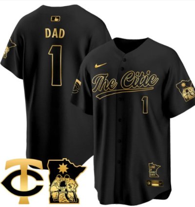 Dad Jersey 1 Minnesota Twins 2025 City Connect Concept Stitched Black Gold