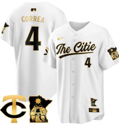 Carlos Correa Jersey 4 Minnesota Twins 2025 City Connect Concept Stitched White Gold