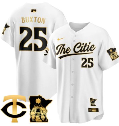 Byron Buxton Jersey 25 Minnesota Twins 2025 City Connect Concept Stitched White Gold
