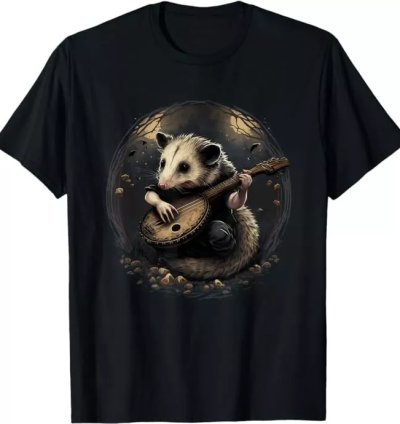 Opossum Possum Playing Banjo Cute Funny T-shirt Size S-5xl