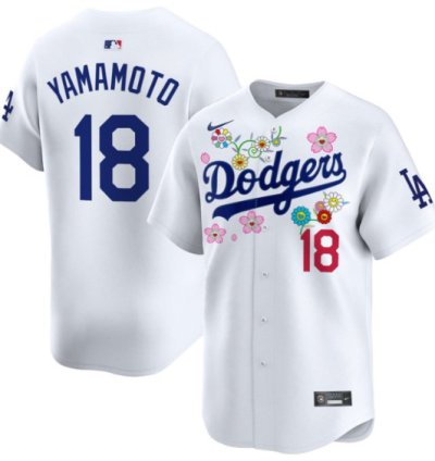 Yamamoto Jersey 18 Dodgers X Takashi Murakami 2025 Vapor Limited Stitched White