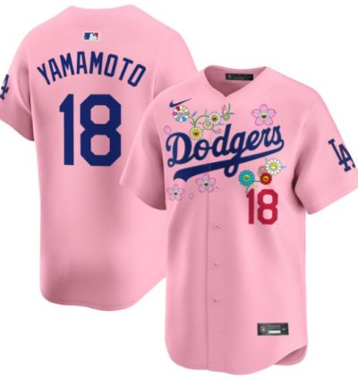 Yamamoto Jersey 18 Dodgers X Takashi Murakami 2025 Vapor Limited Stitched Cherry Blossom