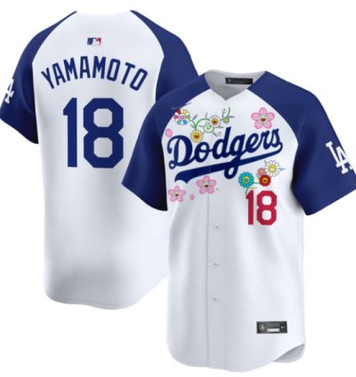 Yamamoto kanji Jersey 18 Dodgers X Takashi Murakami 2025 Vapor Stitched Alternate