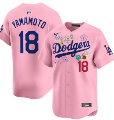 Yamamoto kanji Jersey 18 Dodgers X Takashi Murakami 2025 Vapor Stitched Cherry Blossom