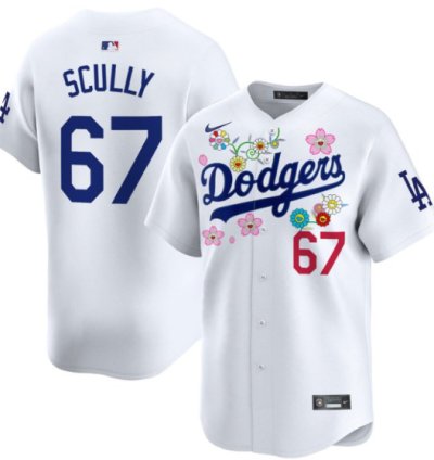 Vin Scully Jersey 67 Dodgers X Takashi Murakami 2025 Vapor Limited Stitched White