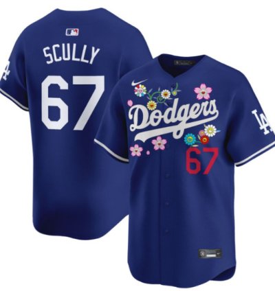 Vin Scully Jersey 67 Dodgers X Takashi Murakami 2025 Vapor Limited Stitched Royal