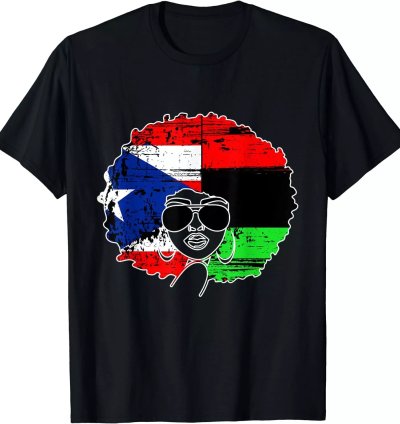 Puertorican Afro Latina Boricua Puerto Rico Flag T-shirt Size S-5xl