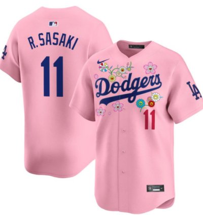 Roki Sasaki Jersey 11 Dodgers X Takashi Murakami 2025 Vapor Limited Stitched Cherry Blossom