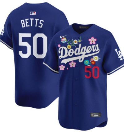 Mookie Betts Jersey 50 Dodgers X Takashi Murakami 2025 Vapor Limited Stitched Royal