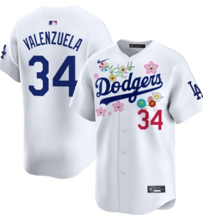 Fernando Valenzuela Jersey 34 Dodgers X Takashi Murakami 2025 Vapor Limited Stitched White