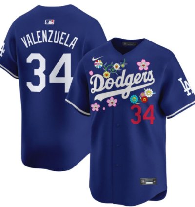 Fernando Valenzuela Jersey 34 Dodgers X Takashi Murakami 2025 Vapor Limited Stitched Royal